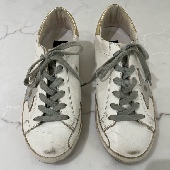 Golden Goose Super Star Leather Sneakers. Distressed, Size 37 - Picture 1 of 10